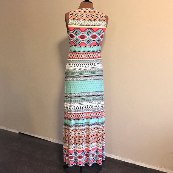 CHICO'S Multi-Print Embellished Maxi Dress - Small - Picture 6 of 16